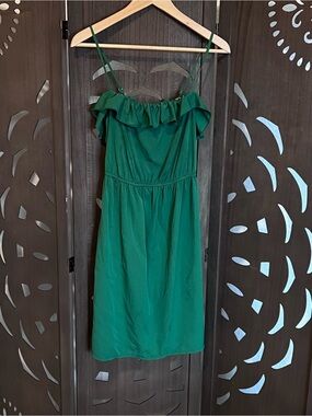 Old Navy Emerald Green Ruffle-Trim Mini Dress